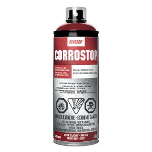 Peinture antirouille en aérosol CORROSTOP rouge éclatant brillant 312 g.