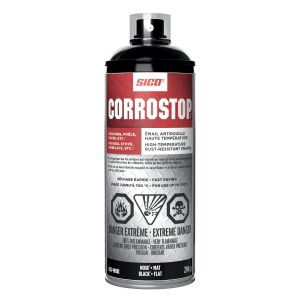 Peinture antirouille en aérosol CORROSTOP haute température noir mat 294 g.