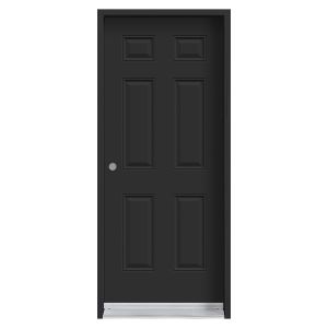 Porte d'acier B-01 noire avec cadrage laminé de 7 1/4 po