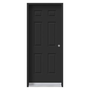 Porte d'acier B-01 noire avec cadrage laminé de 7 1/4 po
