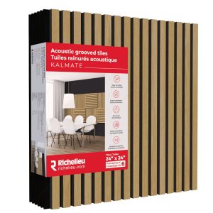Tuile de MDF rainuré avec feutre acoustique 24 po Chêne clair.