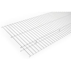 Tablette grillagée en acier robuste porte-manteau 16 po x 72 po Blanche.