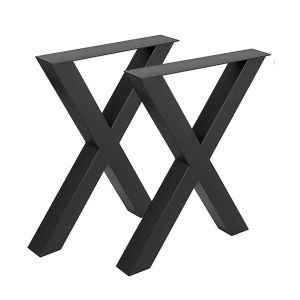 Ensemble de 2 pattes de table noires en forme de X