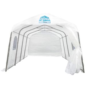 Abri d'auto simple avec cordes et fenêtres 12 pi x 20 pi x 6.6 pi Blanc.