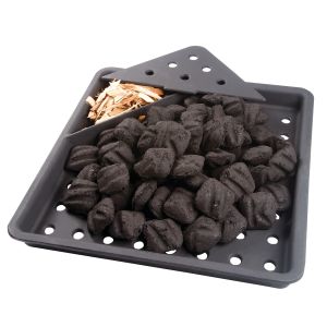Bac à charbon de bois pour barbecue au gaz En fonte Avec compartiment pour la fumaison.