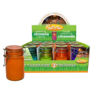 Chandelle à la citronnelle dans un pot Masson 160 g Couleurs assorties.