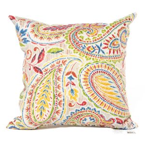 Coussin carré pour l'extérieur 16 po x 16 po Motif Paisley multicolore.