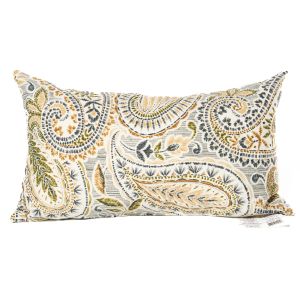Coussin rectangle 10 1/2 po x 19 po x 5 po Motifs Paisley multicolore.