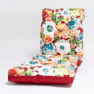 Coussin pour chaise à haut dossier fleurs/rouge