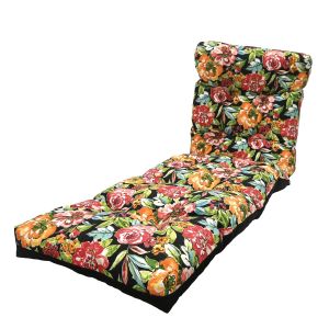 Coussin pour chaise longue noir à motif de fleurs