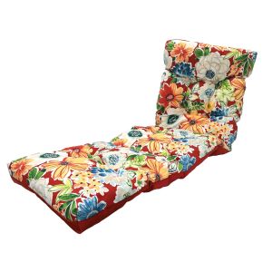 Coussin pour chaise longue rouge à motif de fleurs