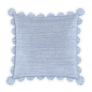 Coussin extérieur bleu avec bords festonnés