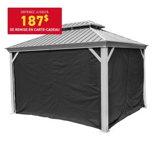 Pavillon de jardin à toit double MONACO 10 pi x 10 pi Champagne  Incluant : Moustiquaires de nylon.