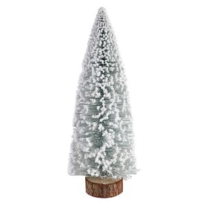 Sapin enneigé sur base de bois 14 po