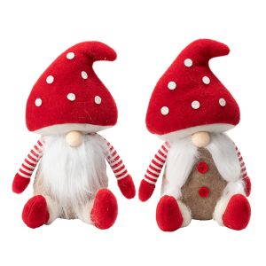 Ensemble de 2 gnomes champignons rouges et blancs