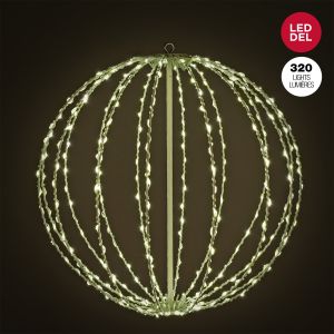 Boule de métal scintillante avec ruban lumineux DEL 45 cm 320 lumières.