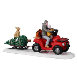 Figurines Transport du sapin en VTT