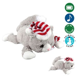 Peluche de chat avec chapeau de lutin musical 12 po 
