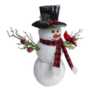 Bonhomme de neige avec chapeau, foulard et cardinal 15 po