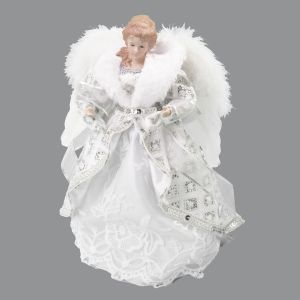 Figurine d'ange argent et blanc 12 po