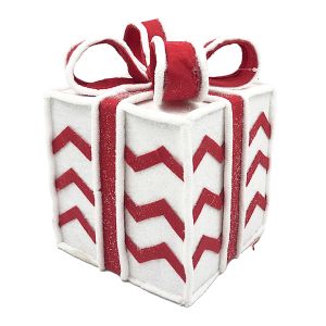 Boîte cadeau blanche et rouge 6.5 po x 6.5 po
