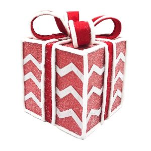 Boîte cadeau rouge et blanche 6.5 po x 6.5 po