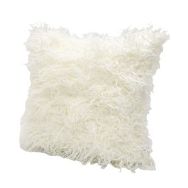 Coussin décoratif en fausse fourrure Blanc Mongolie