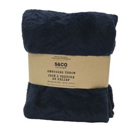 Jeté à texture de losanges Bleu foncé