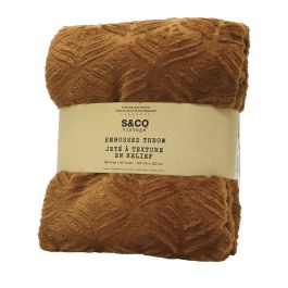 Jeté à texture de feuilles Caramel