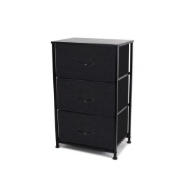 Meuble de rangement à 3 tiroirs en tissu noir
