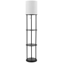 Lampe de plancher noire avec abat-jour blanc