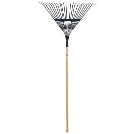 Balai à feuilles avec tête en métal et manche en bois