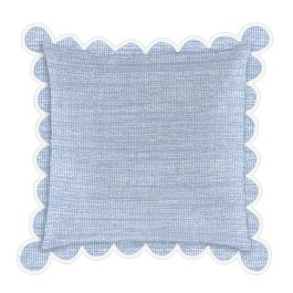Coussin extérieur bleu avec bords festonnés