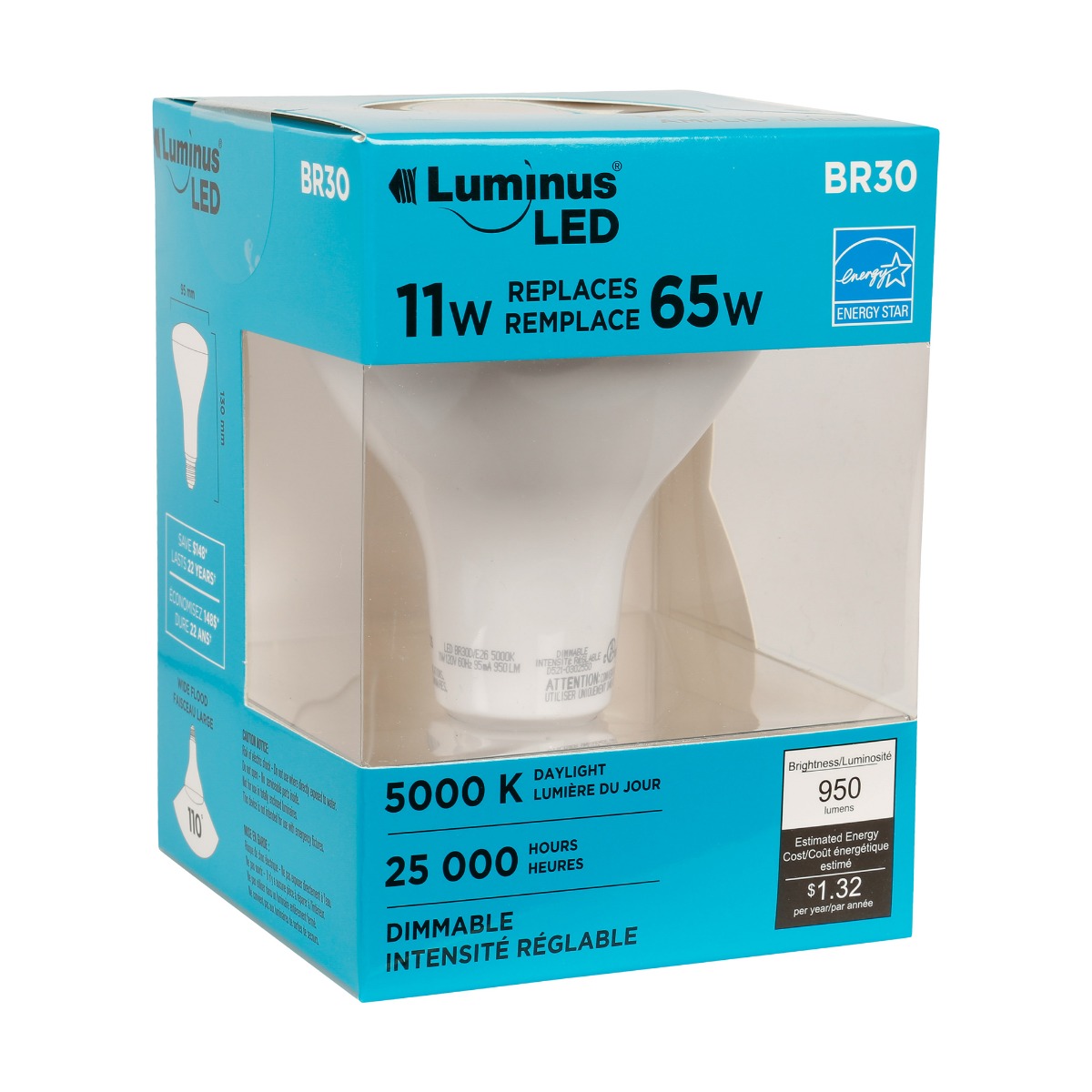 Ampoule DEL réglable BR30 lumière du jour