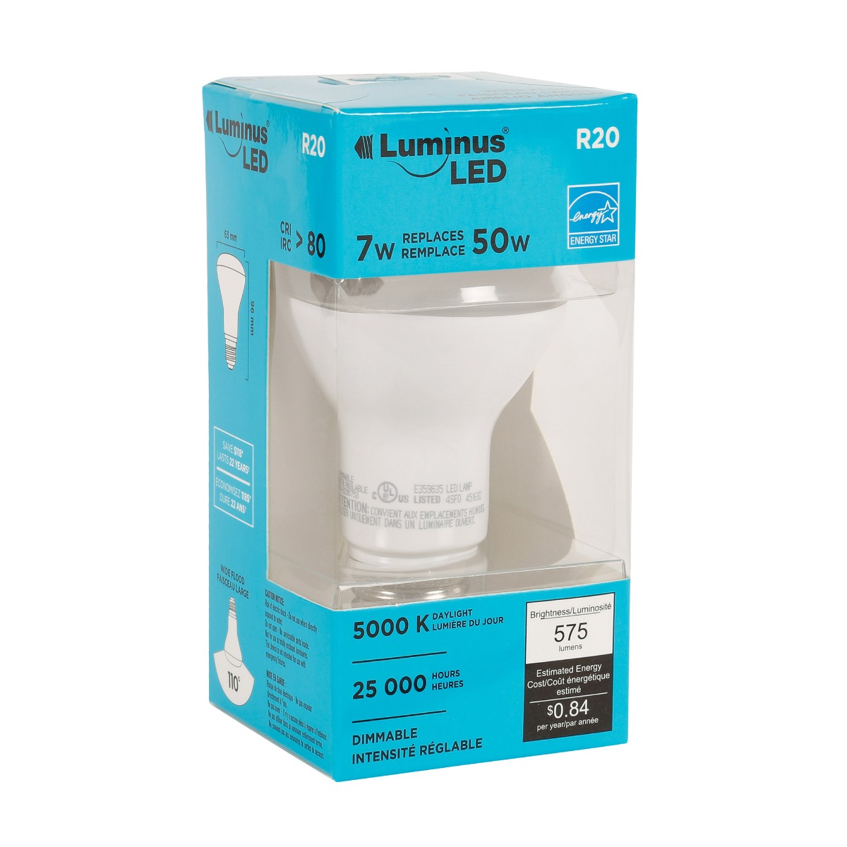 Ampoule DEL R20 lumière du jour 5000K
