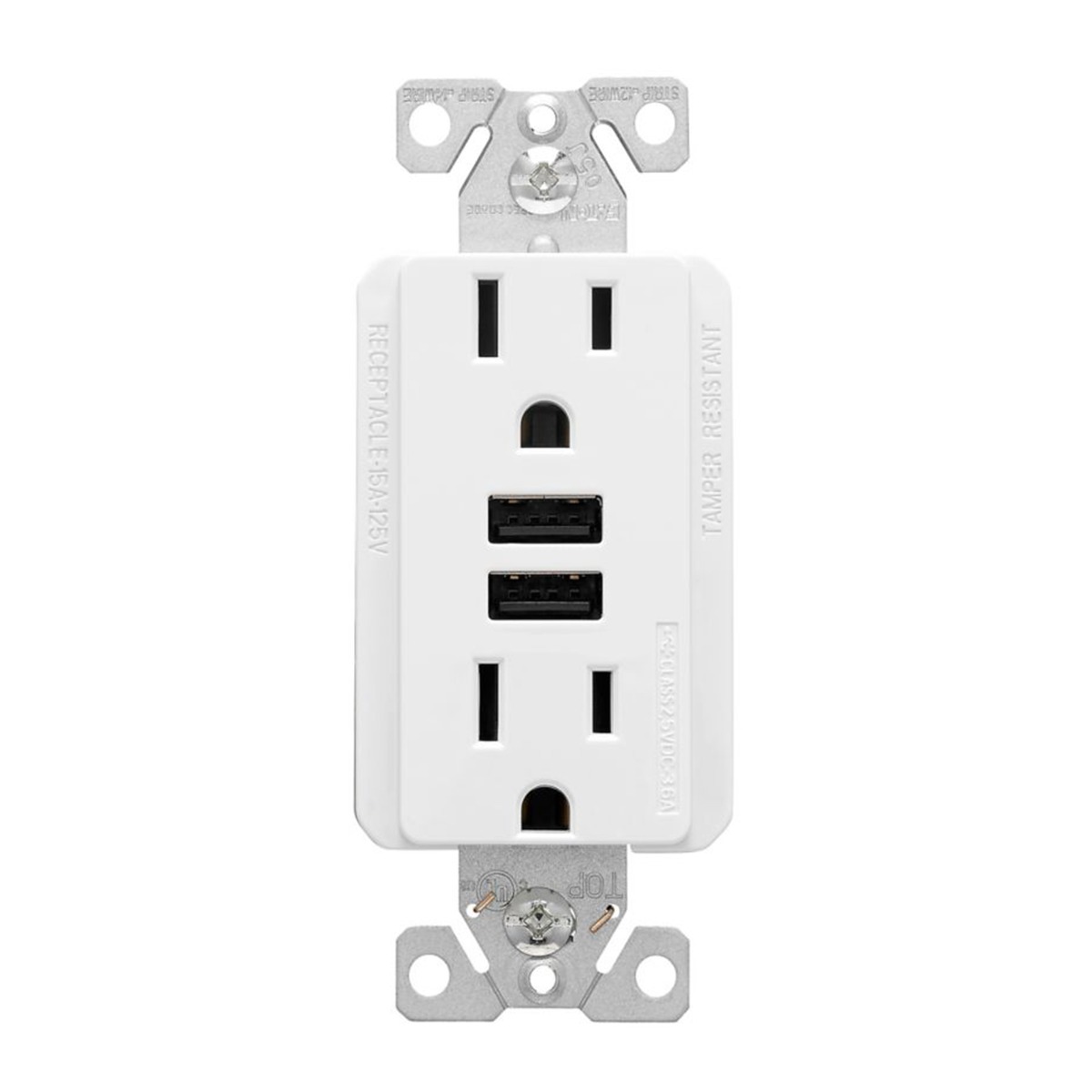 Prise double inviolable avec chargeur USB A