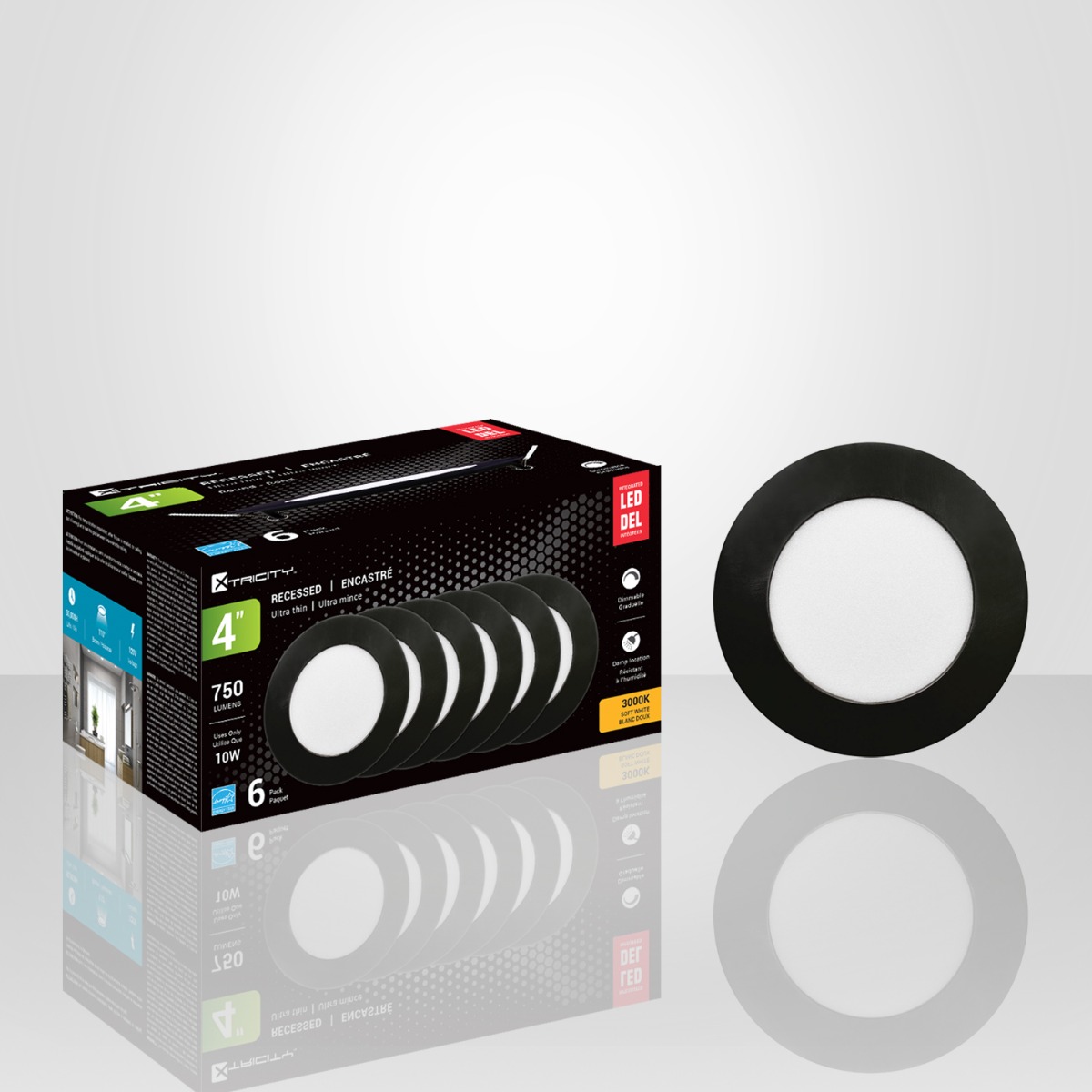 Luminaires encastrés DEL noirs ultra-mince 4 po