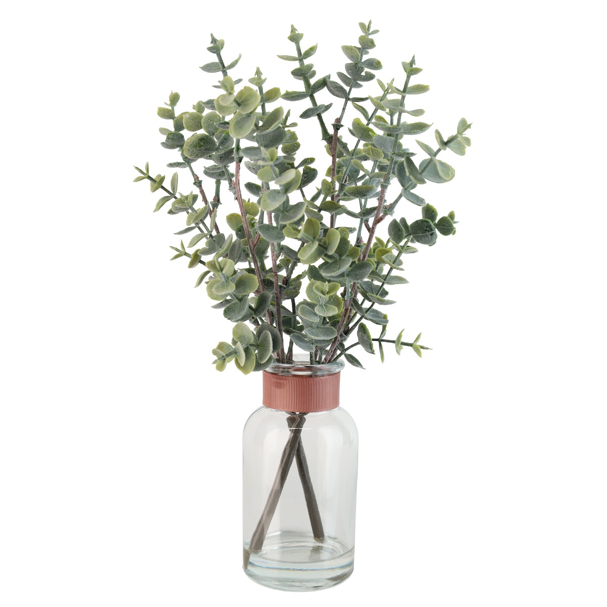 Eucalyptus artificiel avec vase en verre