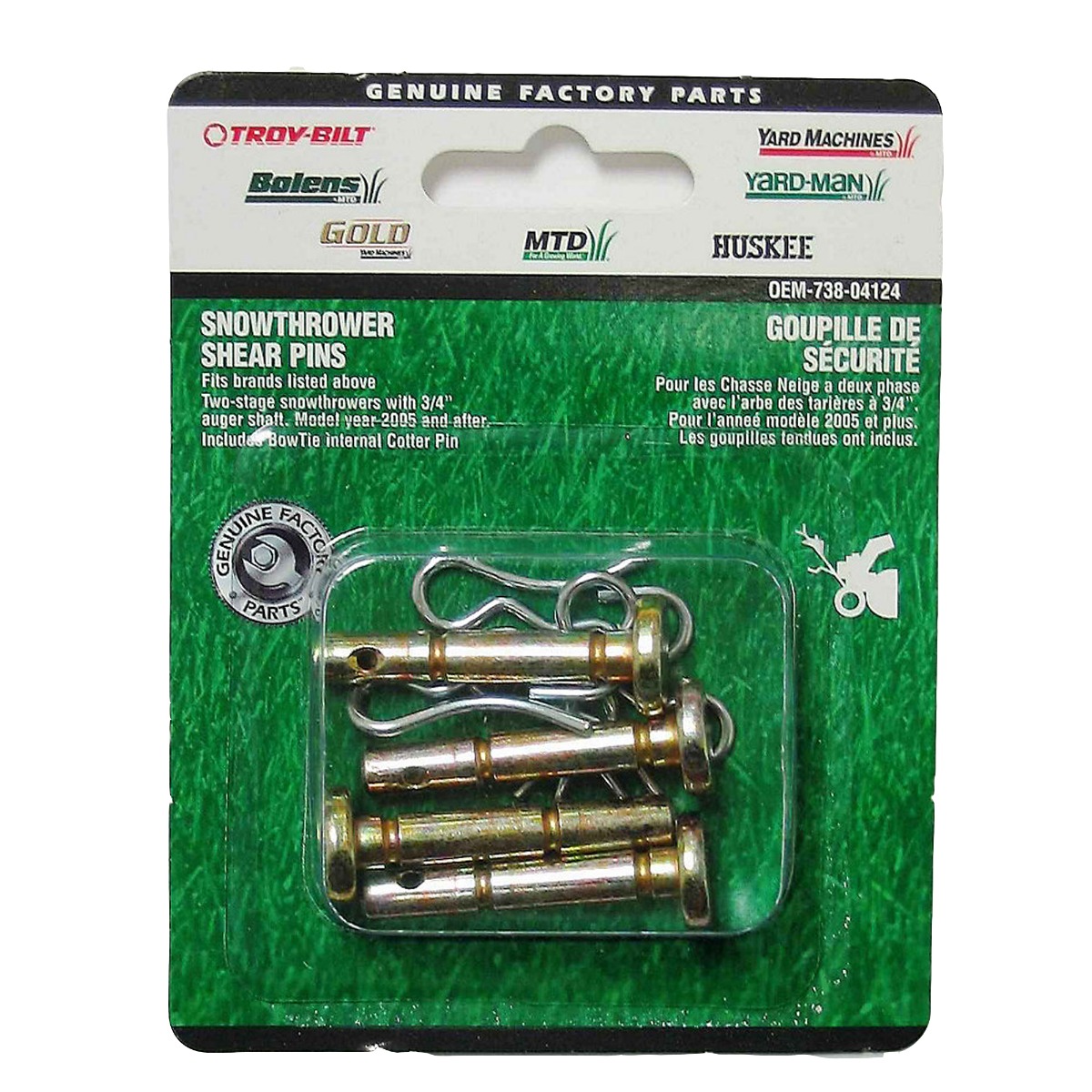 Écrou de cisaillement Shear Pin pour souffleuse