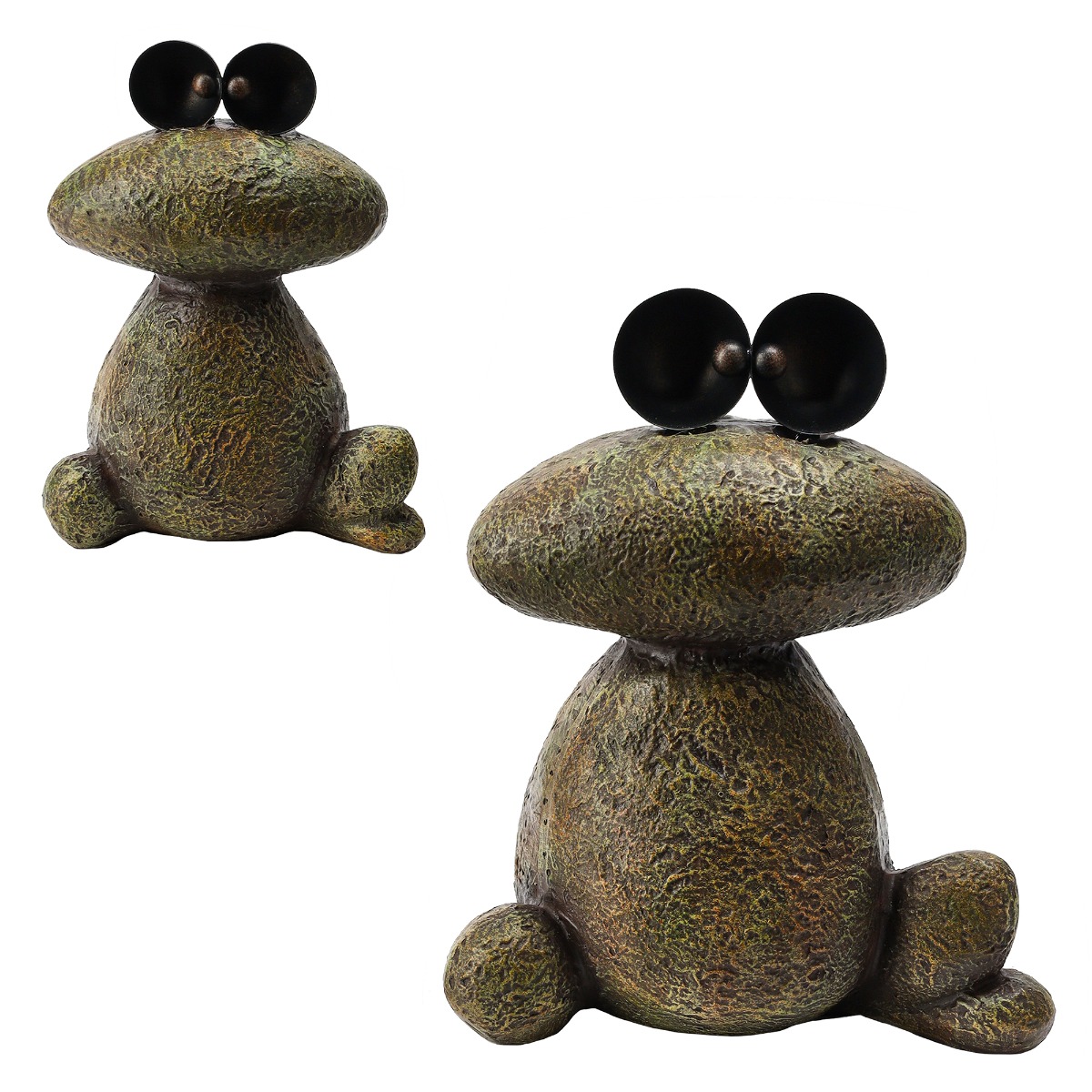 Ensemble de deux grenouilles pour le jardin avec des yeux en métal
