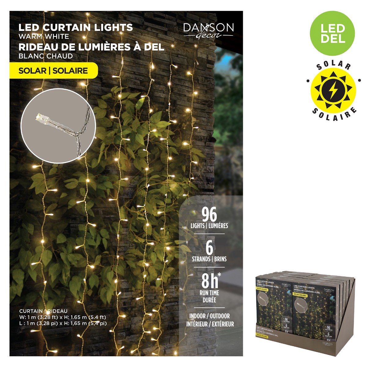 Rideau de lumières solaires LED