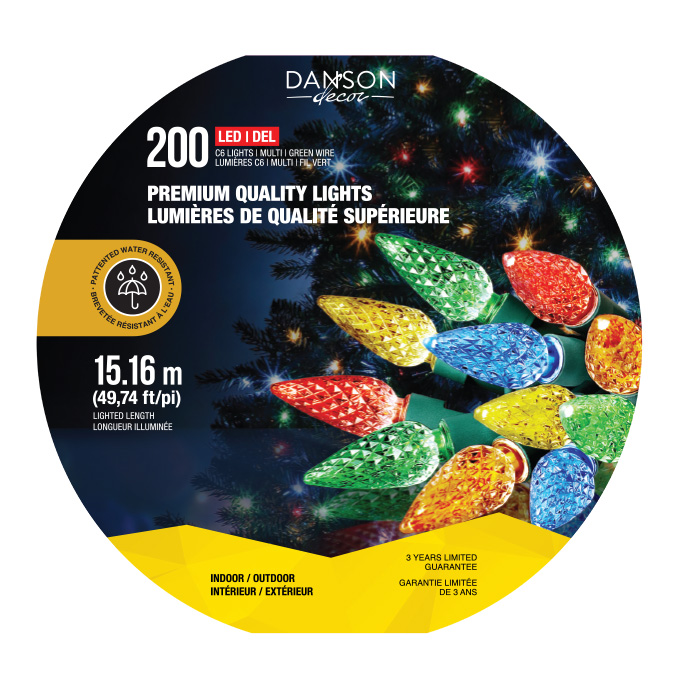 Jeu de 200 lumières DEL multicolores C6 49.74 pi
